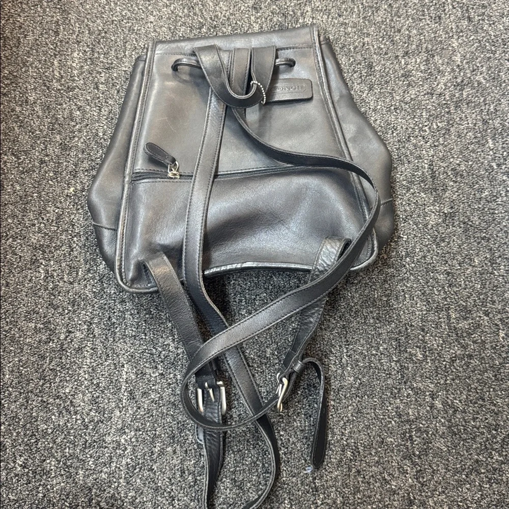 Vintage Coach Black Leather Women's Backpack - Picture 5 of 6